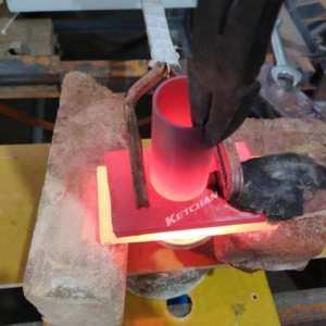 induction brazing of copper tube to copper bracket 1