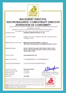 CNC Hardening Machine Tool Certificate of UDEM