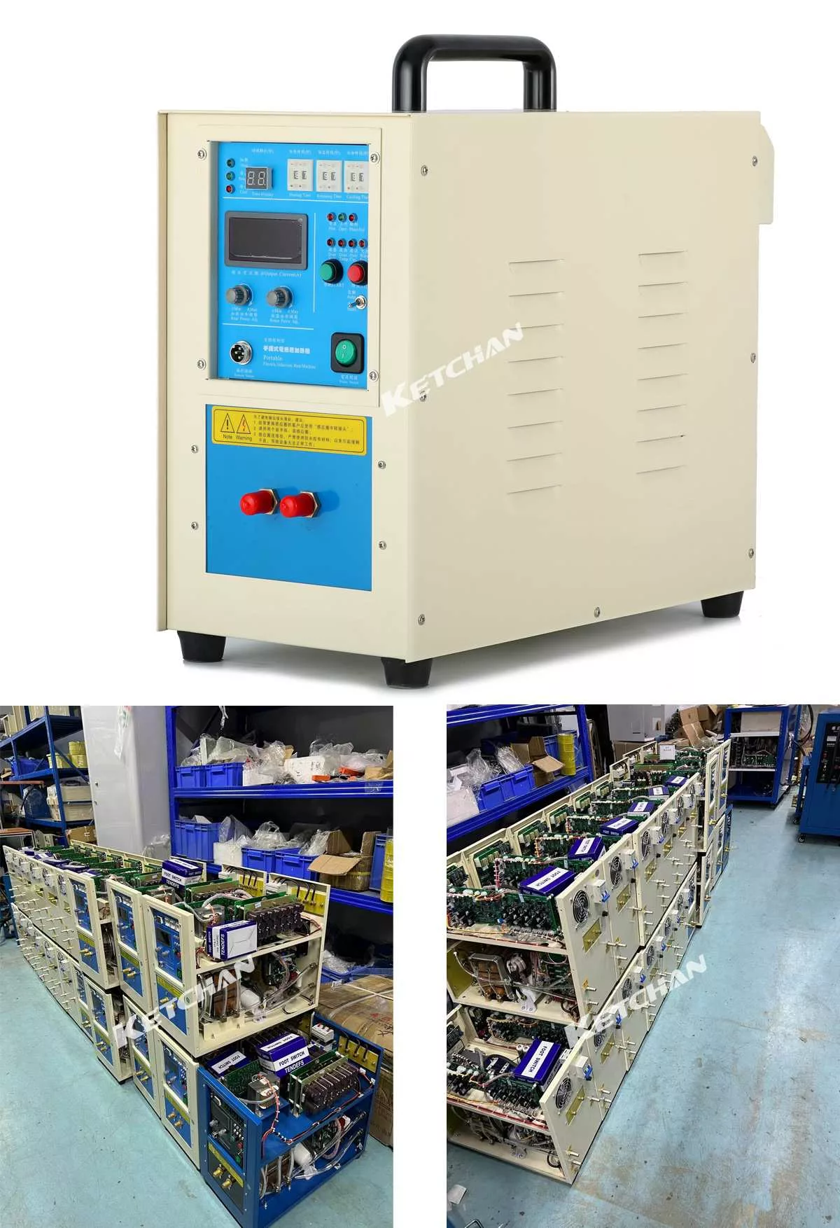 Special induction heating power supply for screw sticky and anti loose powder