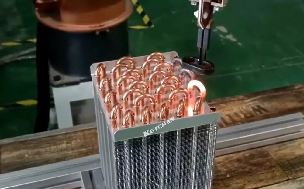 Robot induction brazing of plate heat exchangers